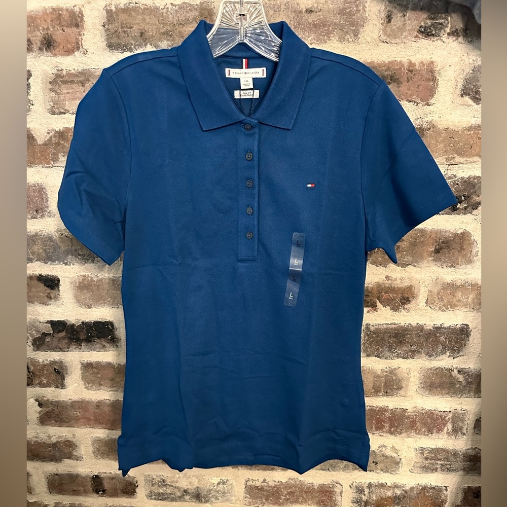 Tommy Hilfiger Peacock Blue Polo Shirt - Large Slim Fit